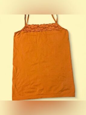 Lace Trim Cami Tank Top - Orange
